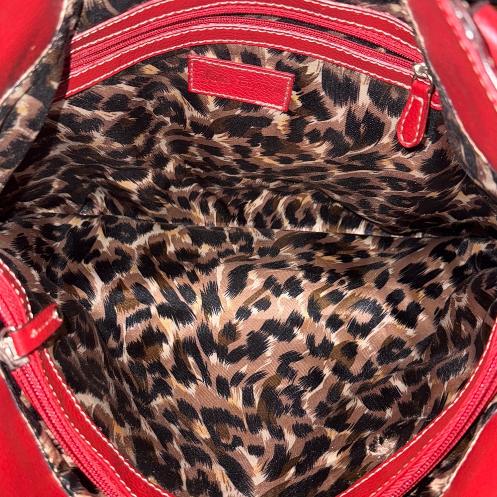 RED LEATHER SOPHIA CAPERELLI  Vibrant Shoulder Bag -Large Excellent! Italy - Picture 2 of 7